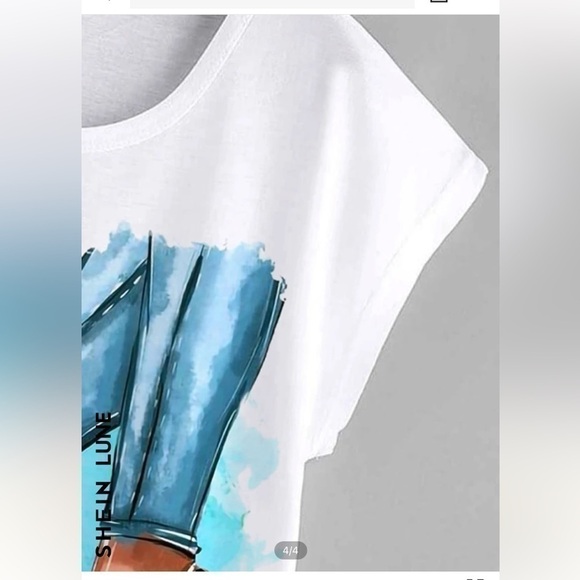 Shein LUNE Figure And Letter Graphic Curved Hem Tee Sz XL - Picture 7 of 10
